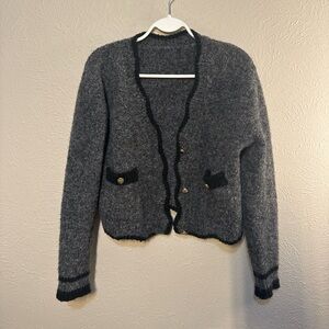 Cider Charcoal Cardigan with Black Accents